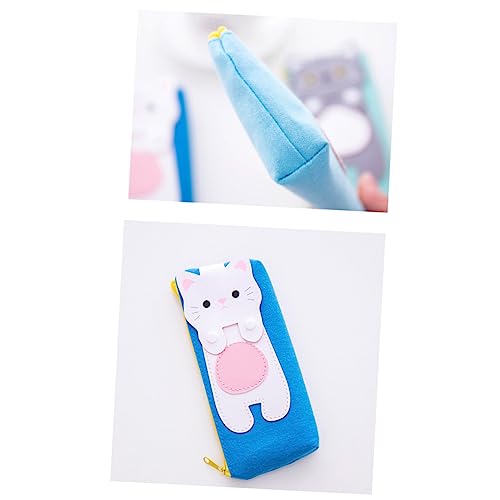 OFFSCH 2stücke Katzenmuster Federmäppchen Große Kapazität Einfacher Stil Praktischer Bleistift Für Schüler Schreibwaren Mädchen Und Jungen Weiße Katze von OFFSCH