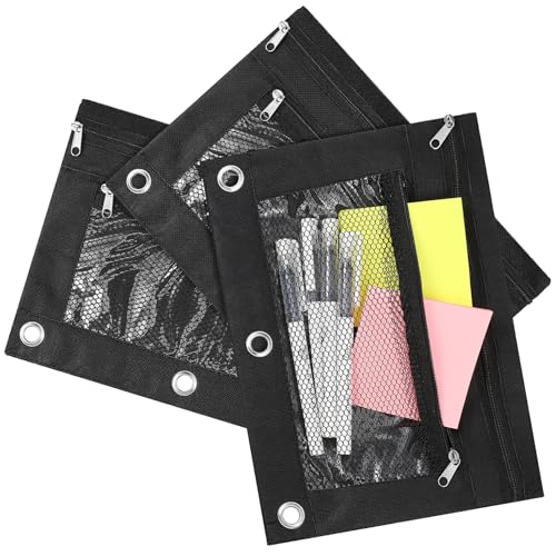 OFFSCH 3stücke Teiliges Durchsichtiger Bleistiftbeutel Mit Reißverschluss Leicht Tragbar Transparentes Mesh Doppelschichtige Oxford-stofftaschen Für Schule Büro Und Reisen von OFFSCH