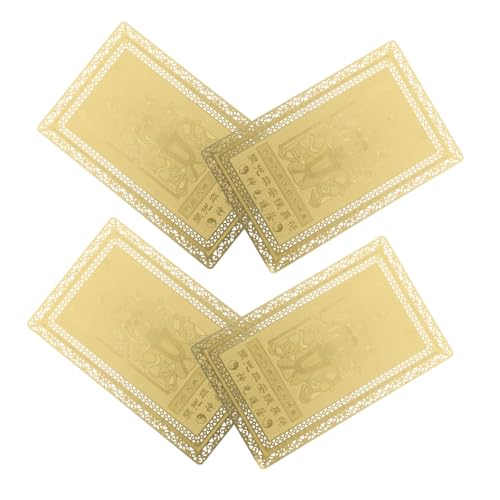OFFSCH 4 Stück Feng Shui Kupfer Amulett Jahr des Pferdes Tai Sui Schutzkarte mit Zhe Motiv Tragbares Wohlstands-Charm für Reise und Alltag von OFFSCH