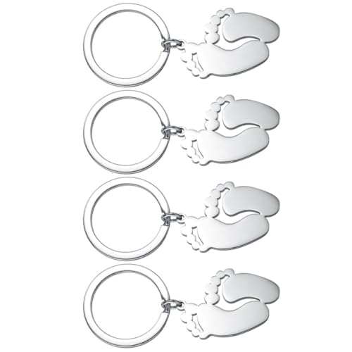 OFFSCH 4stücke Teiliges Fußabdruck Schlüsselanhänger Aus Edelstahl Einzigartiger Schlüsselring Für Shower Geburtstage Und Feste von OFFSCH