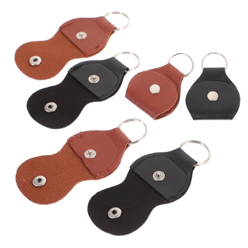 OFFSCH 6St Tasche für Gitarrenpicks Lederanhänger Plektrenhalter für E-Gitarre Guitar Pick Holder Gitarrenpick Halter Koffer für Gitarrenplektren Schlüsselanhänger Plektrumbehälter Knopf von OFFSCH