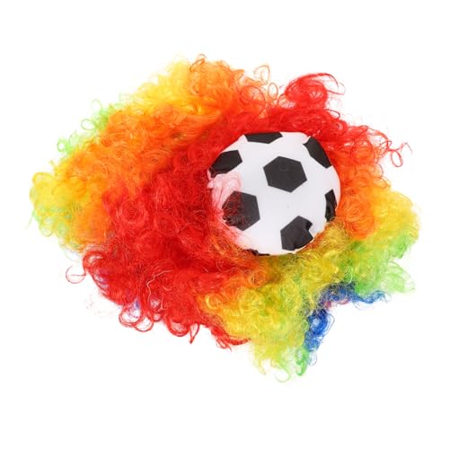 OFFSCH Afro-perücke Aus Kunsthaar Party-perücke Für Fußballspiel-cosplay Bezaubernde Haarperücke Mit Kopfschmuck Für Maskerade Und Karneval von OFFSCH