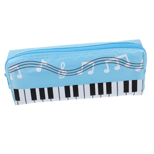 OFFSCH Großes Federmäppchen mit Klavier-Tastatur-Motiv Einlagiges Canvas Stifteetui Stilvolle Blaue Federtasche für Praktischer Schreibwaren-Organizer mit Einfachem Zugriff von OFFSCH