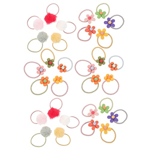 OFFSCH 30 Stück Elastische Haargummis Mit Bommeln Und Blumen Haarseil Haarband Für Mädchen von OFFSCH