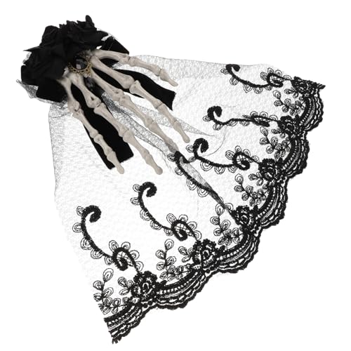 OFFSCH Halloween Skull Hairpin Mit Rosen-bow Gothic Hand-haaraccessoire Für Kostümparty Und Festivals Eleganter Haarkamm Resin Vielseitig Als Brosche Verwendbar von OFFSCH