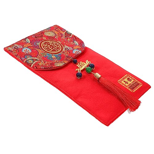 OFFSCH Hochzeits Deko Roter Geldumschlag mit Chinesischem Muster Stabiles Stoff Design Multifunktional für Geldgeschenke Schmuck und Karten Traditionelle Feier Zubehör Festliche von OFFSCH