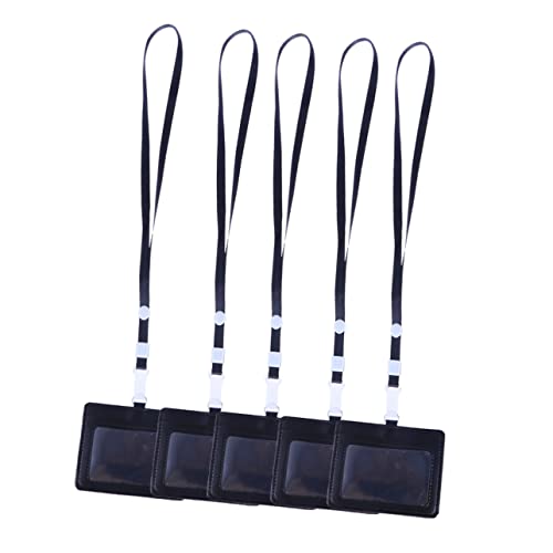 OFFSCH 5stücke Leder-ausweishalter Für Studenten Und Mitarbeiter Mit Transparentem Fenster Und Schultergurt Robust Und Langlebig Für Schule Und Unternehmen Schwarz von OFFSCH