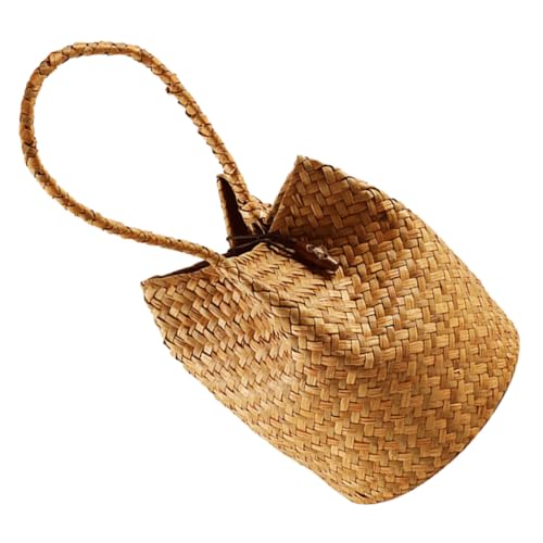 OFFSCH Stabile Strohtasche aus Seegras Wiederverwendbar Leicht Modische Sommer Strandtasche für Damen Vielseitig als Geschenkbeutel und Hanfu Foto-requisit Geeignet Handgewebt von OFFSCH