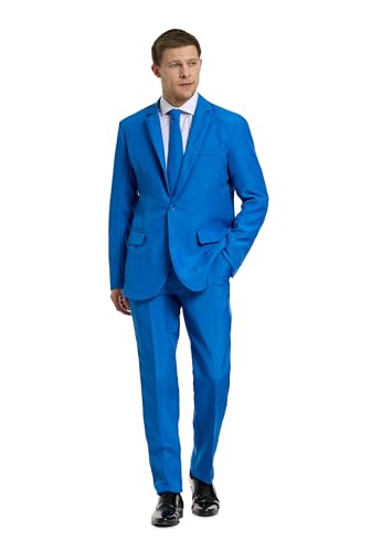 Offstream Plain Colored Suits for Men – Costumes Include Jacket Pants and Tie, L, Plain Blue von OFFSTREAM