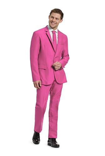 Offstream Plain Colored Suits for Men – Costumes Include Jacket Pants and Tie, M, Plain Pink von OFFSTREAM