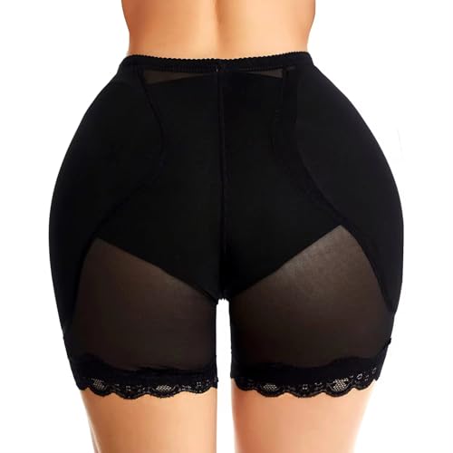 OFFSUM Damen Butt Lifter Unterhose - Abnehmbarer Gefälschter Arsch Schwammpolsterung Po-Lifter Taillentrainer Kontrollhöschen Spitzenstickerei Niedrige Taille Weiche Shapewear Schwarz S von OFFSUM