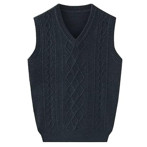 OFFSUM Herren Strickpullover Weste - Modische Jacquard-Weste Mit V-Ausschnitt Einfarbig Ärmellos Koreanischer Stil Lässig Große Strickweste Jacke Grau 6Xl von OFFSUM