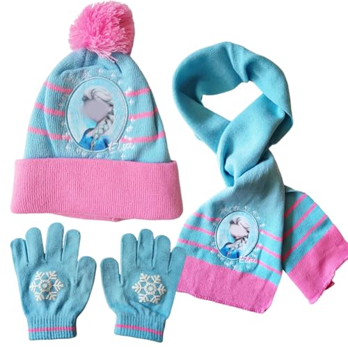 OFKAFEZV 3 Stück Handschuhe und Strickmütze Set, Winter Warm, Touchscreen-Handschuhe, Geeignet für 2 bis 8 Jahre alt, 50 bis 54 Kopfumfang von OFKAFEZV