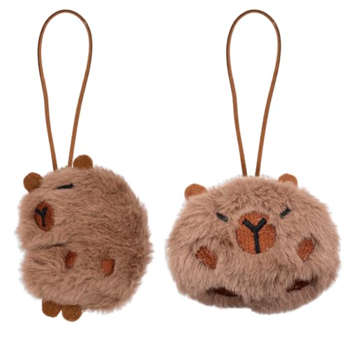 OFKAFEZV Capybara Schlüsselanhänger,2pcs Capybara Plushies,Simulation Capybara Plüschtier,Capybara Cartoon Schlüsselanhänger,Cute Anhänger Keyring Auto-Schlüsselkette für Key Ring Gifts for Children von OFKAFEZV