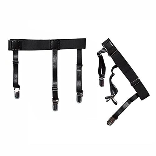 OFKPO 1 Paar Hemd Halter Shirt Stays,Elastische Strumpfband Straps mit rutschfest Sperrung Schellen(Schwarz) von OFKPO