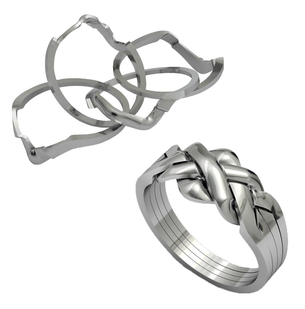 Damen Herren Türkisch Sterling Silber Puzzle Ring, 4 Band 925Er Ineinandergreifender Knoten Freundschaft Normaler Glatter Polierter Puzzlering Damen Herren Türkisch Sterling Silber Puzzle Ring, 4 Band 925Er Ineinandergreifender Knoten Freundschaft Normaler Glatter Polierter Puzzlering von OFLIUM