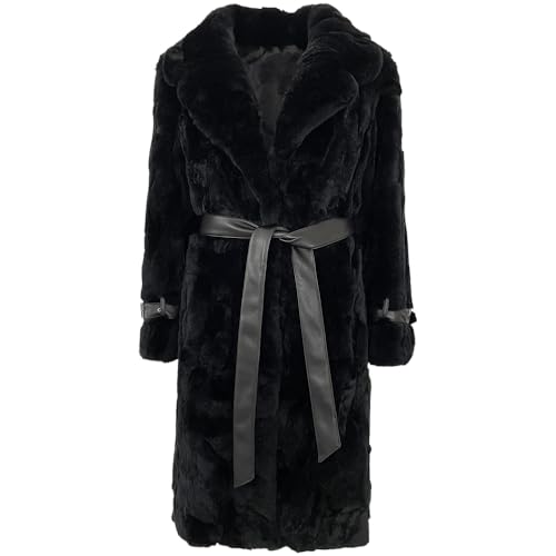 OFTBUY 2024 Winter Frauen Mantel Natürliches Kaninchenfell Lässig Elegant Verdickt Warm Umlegekragen Täglich Pendeln Freizeit (10XL,3) von OFTBUY