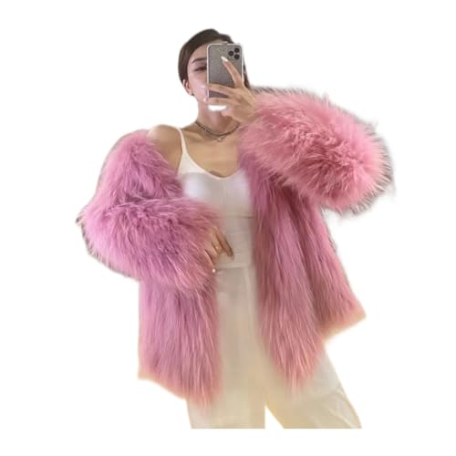 OFTBUY Klassische Marke Echt Pelzmantel Natürliche Waschbär Pelz Gestrickte Oberbekleidung Winter Jacke Frauen Dicke Warme Streetwear-mmFD von OFTBUY