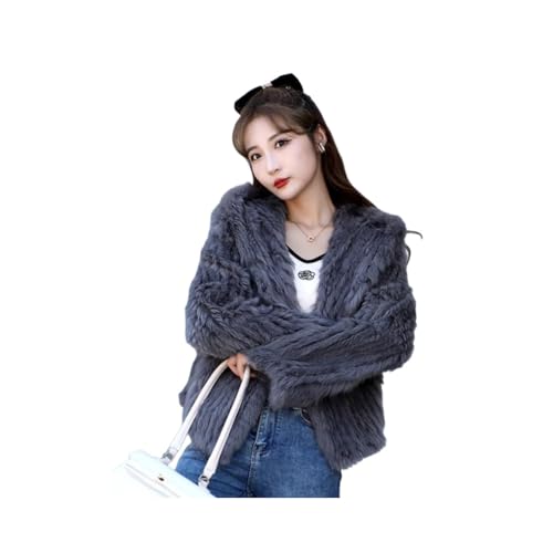 OFTBUY Luxus Rex Kaninchen Pelz Winter Jacke Frauen Echt Pelzmantel Stricken Dicke Warme Oberbekleidung-Fpkg von OFTBUY