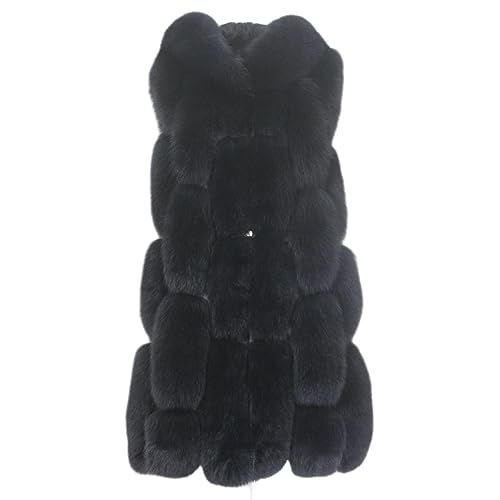 OFTBUY Schwarzer echter Pelzmantel Winterjacke Frauen natürlicher Fuchspelz Weste echtes Schaffell Leder Kapuze dicke warme Oberbekleidung von OFTBUY