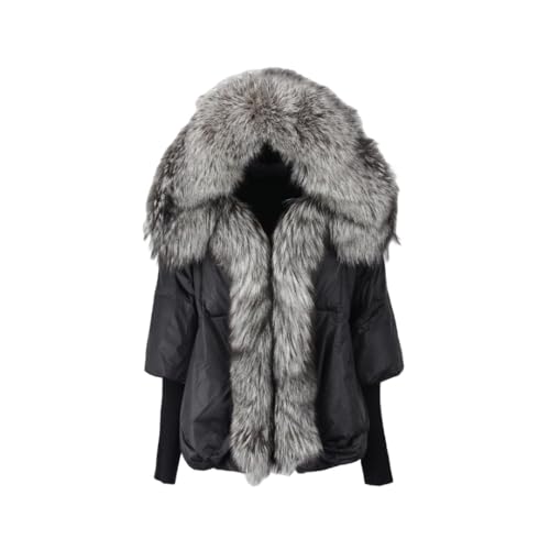 Veste d'hiver à Capuche Avec col en vraie Fourrure de Renard Pour Femme, Manteau Naturel, épais, Chaud, Ample, surdimensionné, en Duvet de Canard, Streetwear, vêtements d'extérieur-xvj von OFTBUY