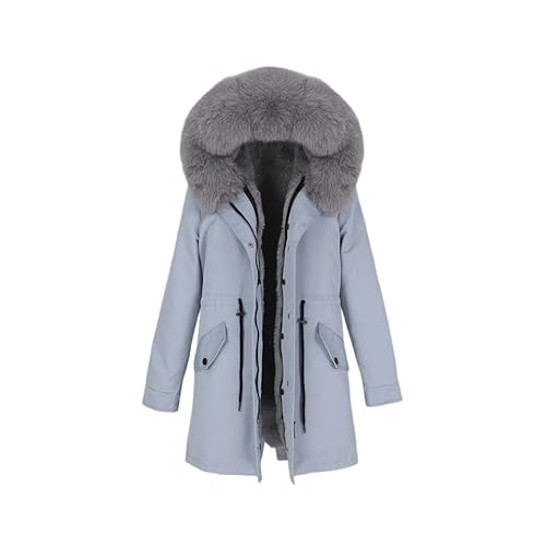 OFTBUY Wasserdichte lange Parka-Winterjacke für Damen, Mantel mit echter natürlicher Fuchs-Waschbär-Fell-Kapuze, abnehmbar von OFTBUY