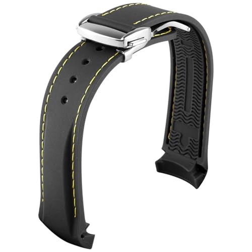 OFWAX 20 mm 22 mm Gummi-Uhrenarmband mit gebogenem Ende für Omega Seamaster-Uhrenarmbänder mit Faltschließe, luxuriöse Armbänder, Silikon-Uhrenarmbänder(9,21mm) von OFWAX