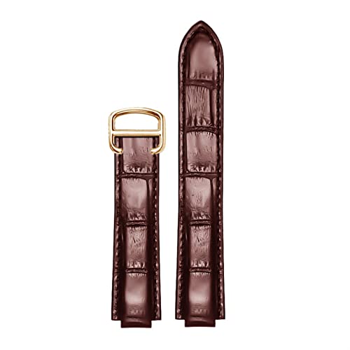 OFWAX Crocodile Skin Watchband Armband 20 * 12 mm 18 * 11 mm schwarze braune Träger mit Klappschnalle(Brown gold,14X8mm) von OFWAX