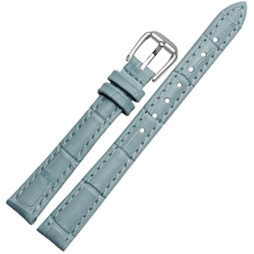 OFWAX Für jedes Marken -Leder -Uhrband für Mädchen und Student Crocodile Grain Band 10 12 14 16 18 mm schwarz braun rot weiß blau Gurt(Sky blue-silver,12mm) von OFWAX