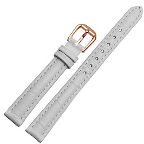 OFWAX Für jedes Marken -Leder -Uhrband für Mädchen und Student Crocodile Grain Band 10 12 14 16 18 mm schwarz braun rot weiß blau Gurt(White-rose gold,16mm) von OFWAX