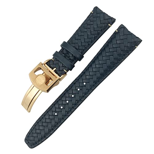 OFWAX Kauwindgurt Für Iwc Portugieser Pilot IW394005 IW3777 Blaues Weiches Uhrband 20mm 21mm 22mm Gewebte Echte Leder -Uhrenbandbänder(Blue rose 2,21mm) von OFWAX