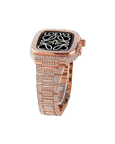 OFWAX Luxuriöses Diamant-Gehäuse, 44 mm, 45 mm, für Apple Watch Serie 8, 7, 6, 5, 4, SE, Herren-Gummiband, für iWatch DIY Mod Modifikationsset, 45 mm, 44 mm, 44MM OFWAX Luxuriöses Diamant-Gehäuse, 44 mm, 45 mm, für Apple Watch Serie 8, 7, 6, 5, 4, SE, Herren-Gummiband, für iWatch DIY Mod Modifikationsset, 45 mm, 44 mm, 44MM von OFWAX