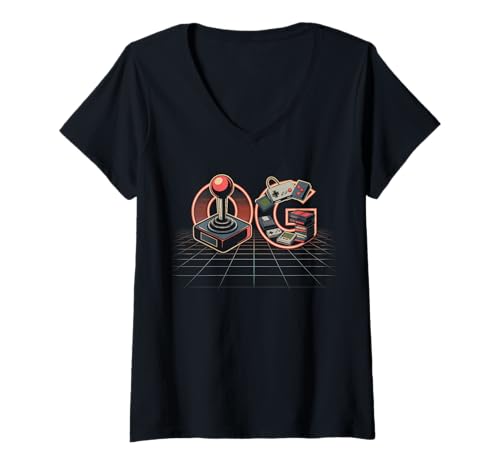 Damen Old School OG Tshirt Hip Hop Vinyl Retro Vintage 80er 90er T-Shirt mit V-Ausschnitt von OG TShirt Vintage Hip Hop Old School Graffiti