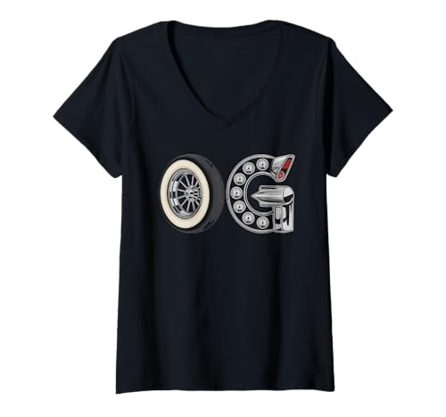 Damen Old School OG Tshirt Hip Hop Vinyl Retro Vintage 80er 90er T-Shirt mit V-Ausschnitt von OG TShirt Vintage Hip Hop Old School Graffiti