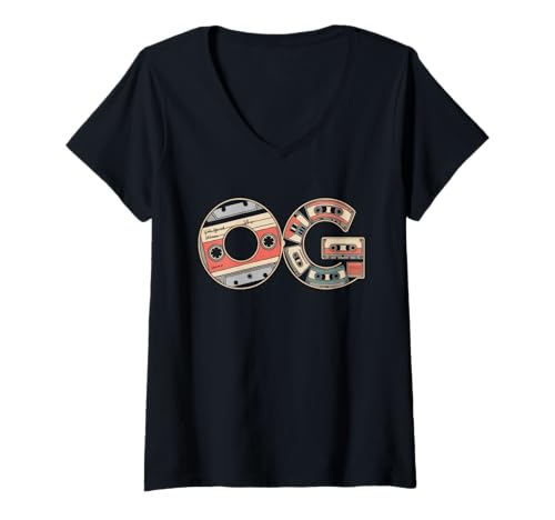 Damen Old School OG Tshirt Hip Hop Vinyl Retro Vintage 80er 90er T-Shirt mit V-Ausschnitt von OG TShirt Vintage Hip Hop Old School Graffiti