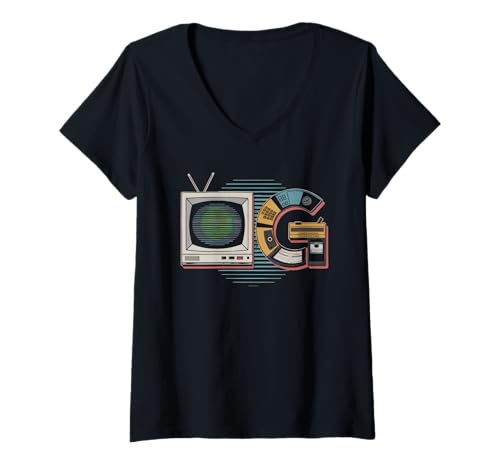 Damen Old School OG Tshirt Hip Hop Vinyl Retro Vintage 80er 90er T-Shirt mit V-Ausschnitt von OG TShirt Vintage Hip Hop Old School Graffiti