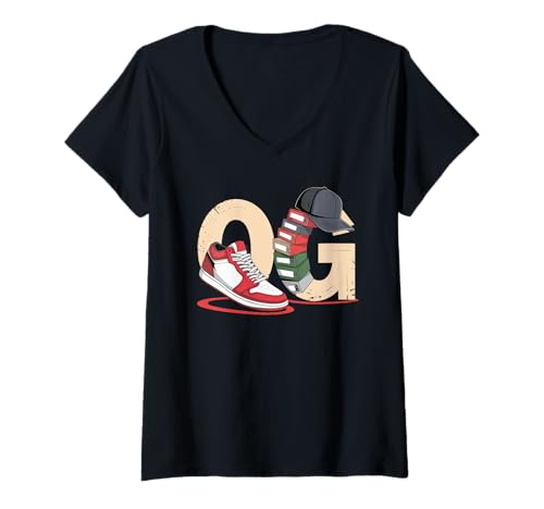 Damen Old School OG Tshirt Hip Hop Vinyl Retro Vintage 80er 90er T-Shirt mit V-Ausschnitt von OG TShirt Vintage Hip Hop Old School Graffiti