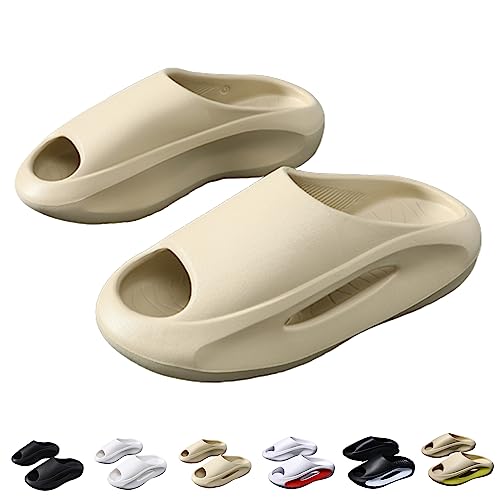 OGBK Hausschuhe Herren Damen Schlappen Cozislides Original Slippers Badeschuhe Dicke Sohle Bequeme Weich EVA Rutschfeste schnell trocknend Slide (Khaki, 38-39 EU) von OGBK