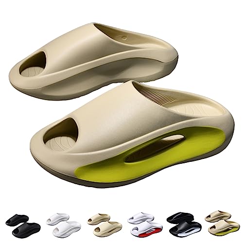 OGBK Hausschuhe Herren Damen Schlappen Cozislides Original Slippers Badeschuhe Dicke Sohle Bequeme Weich EVA Rutschfeste schnell trocknend Slide (KhakiGelb, 44-45 EU) von OGBK