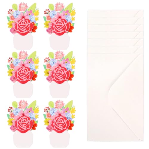 6 Blumige Grußkarten mit Umschlägen - Perfekt für Muttertag, Geburtstag Mama & Lehrerin - Liebevolle Geburtstagskarte Mama - Muttertag Karte mit Blumenmotiv - Ideale Geschenkidee für Mama Geburtstag von OGLYMRA