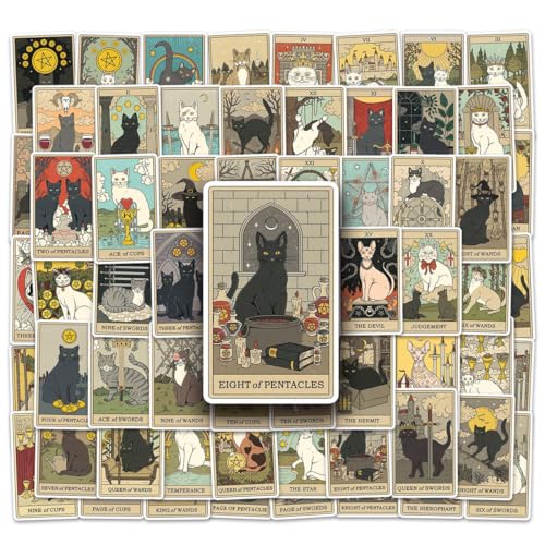 78 Stück Tarot Vintage Sticker Aesthetic Sticker Set（Vinyl）Sticker Vintage Tarot Aufkleber Astrologie Vinyl丨Vintage stickers set für Scrapbooking Zubehör,Bullet Journaling,Gitarre, Basteln, usw von OGLYMRA