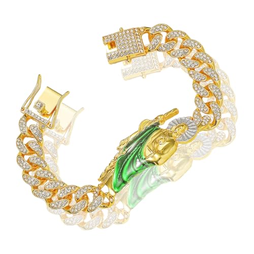 Goldkette für Männer Iced Out,Herren 18 Karat Echt Vergoldet/Platin Weißgold Diamant Cuban link Chain Iced Out Kette Kubanische Kette,Kubanische Kette Miami Halskette Armband mit Geschenkbox von OGLYMRA