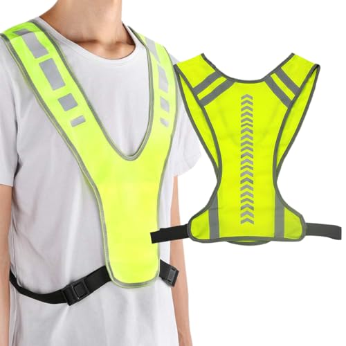 Reflektierende Warnweste für Nachtläufe und Fahrradfahren - Neon-Grün, Einheitsgröße - Reflektoren Kleidung mit Reflektorband - Warnweste Fahrrad Erwachsene - Fahrradweste Herren und Damen von OGLYMRA