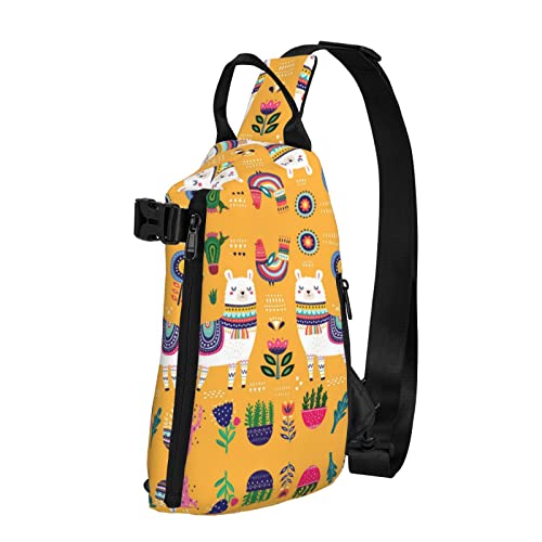 Cartoon-Alpaka-Rucksack mit niedlichem Tiermotiv, Umhängetasche, Schultertasche, für Herren und Damen, für Outdoor-Wandern, Reisen, Schwarz, Einheitsgröße von OGNOT