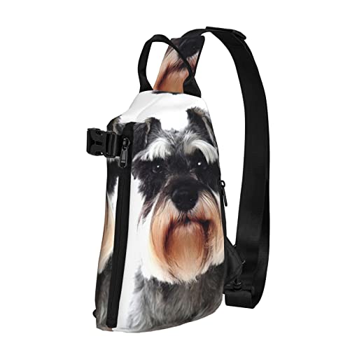 Gut verhaltene Schnauzer-bedruckte Schultertasche, Umhängetasche, Schultertasche für Männer und Frauen, für Outdoor-Wandern, Reisen, Schwarz, Einheitsgröße von OGNOT