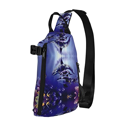 Killer Whale bedruckter Sling Crossbody Rucksack Schultertasche Schultertasche für Männer und Frauen, für Outdoor Walking Reisen, Schwarz, Einheitsgröße von OGNOT