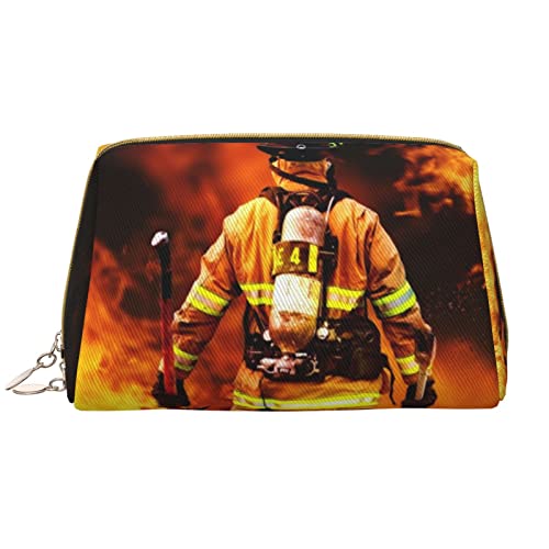 OGNOT Black Horses Red Glowing Clouds Kulturtasche Reiseorganizer für Männer und Frauen, leichte Leder-Make-up-Tasche, große Kosmetiktasche, Feuerwehrmann Feuerwehrmann Flamme, Einheitsgröße von OGNOT