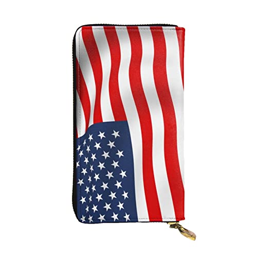 OGNOT Bug Wreath Leder-Clutch-Geldbörse für Damen, Kartenhalter, Herren und Damen, Leder-Clutch-Geldbörse, Amerikanische Flagge, patriotisch, Einheitsgröße, Classic von OGNOT