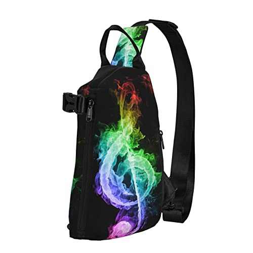 OGNOT Bunte Musiknoten bedruckt Sling Crossbody Rucksack Schultertasche Schultertasche für Männer und Frauen, für Outdoor Walking Reisen, Schwarz, Einheitsgröße von OGNOT