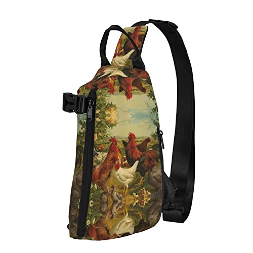 OGNOT Chickens and Farm bedruckter Sling Crossbody Rucksack Schultertasche Schultertasche für Männer und Frauen, für Outdoor Walking Reisen, Schwarz, Einheitsgröße von OGNOT